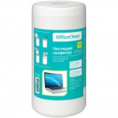 Чистящие салфетки OfficeClean в тубе влажные для экранов мониторов, в пластик. тубе 100 шт., 