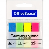 Информ. флажки 45х12 мм OfficeSpace 4 цв. неон по 20 л. пластик