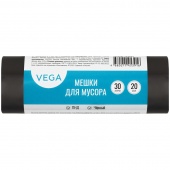 Мешок для мусора 30 л 5 мкм Vega ПНД уп-20 шт. черные, в рулоне