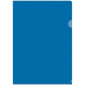 Папка-уголок плотный пластик А4 100 мкм OfficeSpace прозрачная синяя