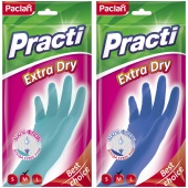 Перчатки резиновые Paclan Practi Extra Dry, разм. M, цвет микс, пакет с европодвесом