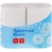 Бумага туалетная OfficeClean 37,5 м 2-сл. белая, с перф. на втулке. Цена за  уп-4 рул.