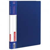 Папка с пружинным мех-змом BRAUBERG Contract пластик 0,7 мм с карманом, синяя 