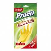 Перчатки резиновые Paclan Practi Universal, разм. M, желтые, уп-1 пара, пакет с европодвесом