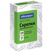 Скрепки канц. 28 мм OfficeSpace 100 шт. оцинкованные