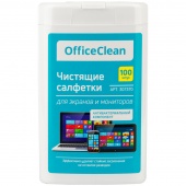 Чистящие салфетки OfficeClean для экранов мониторов, туба уп-100 шт