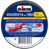 Изолента ПВХ 19 мм х 20 м Unibob 150 мкм, черная, инд. упаковка