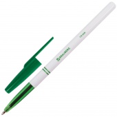 Ручка шар. Brauberg Офисная 1,0  мм, ст-140 мм, белый корпус, зеленая