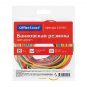 Резинка бухг. для денег 60 мм 50гр OfficeSpace цветн. пакет
