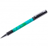 Ручка шар. Berlingo Fantasy 0,7 мм акриловый бирюзовый корпус под мрамор, метал. грип, синяя, в пластик. футляре