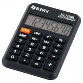 Калькулятор карман. Eleven LC-110NR, 8 разрядов, питание от батарейки,58х88х11 мм, черный