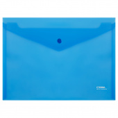 Папка-конверт с кнопкой А4 0,18 мм СТАММ прозрачная, синяя