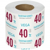 Бумага туалетная 40 м Vega 1- сл. на втулке, с перфорацией, серая