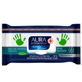 Салфетки влажные  Aura Derma Protect антибактериальные с ромашкой уп-72 шт (15*20)