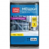 Мешок для мусора 160 л 50 мкм OfficeClean уп-5 шт, 90х120 см. черные, в пластах