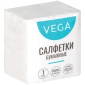 Салфетки бумажные Vega 23х23 см. 1- сл. белые уп-80 шт
