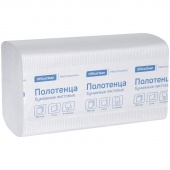 Бумажное полотенце OfficeClean Professional V сложение 200 л 21х21,6 см 2-сл. белое с тиснением.
