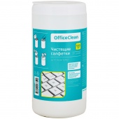 Чистящие салфетки OfficeClean в тубе влажные для пластика, в тубе, 100 шт.