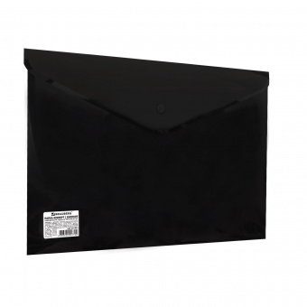 Папка-конверт с кнопкой BRAUBERG А4 0,2 мм непрозрачная черная
